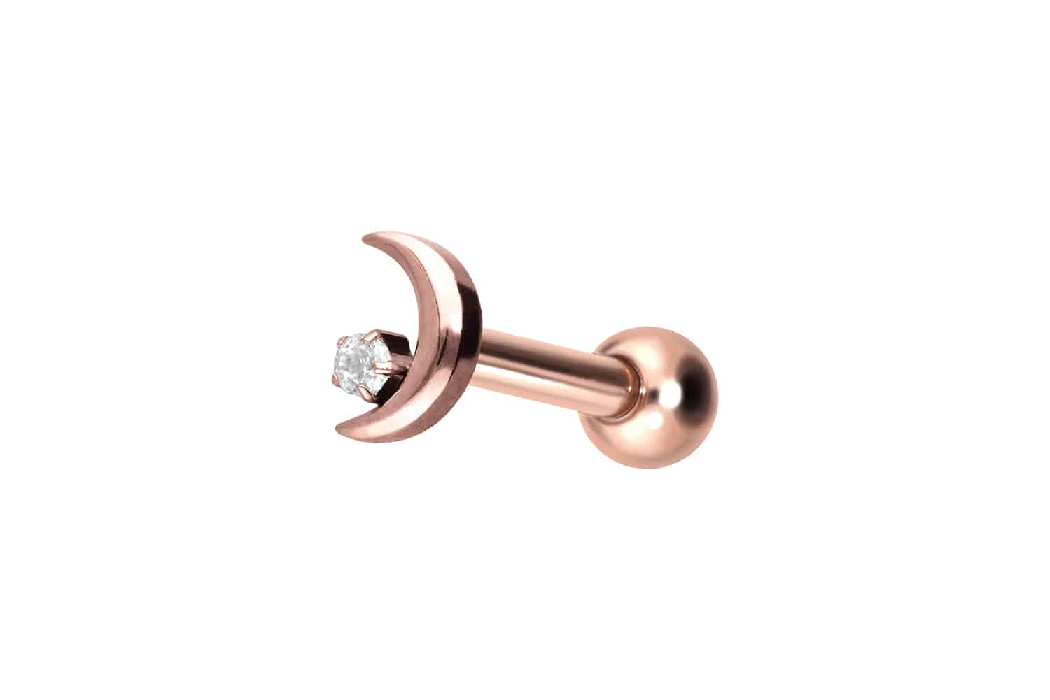 Titan Ohrpiercing mit Innengewinde MOND + KRISTALL